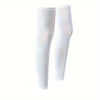 A pair of white UV protection compression leg sleeves shown vertically.