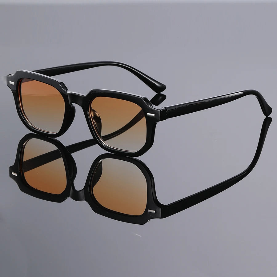Retro Square Sunglasses with Rivet Accents for Men