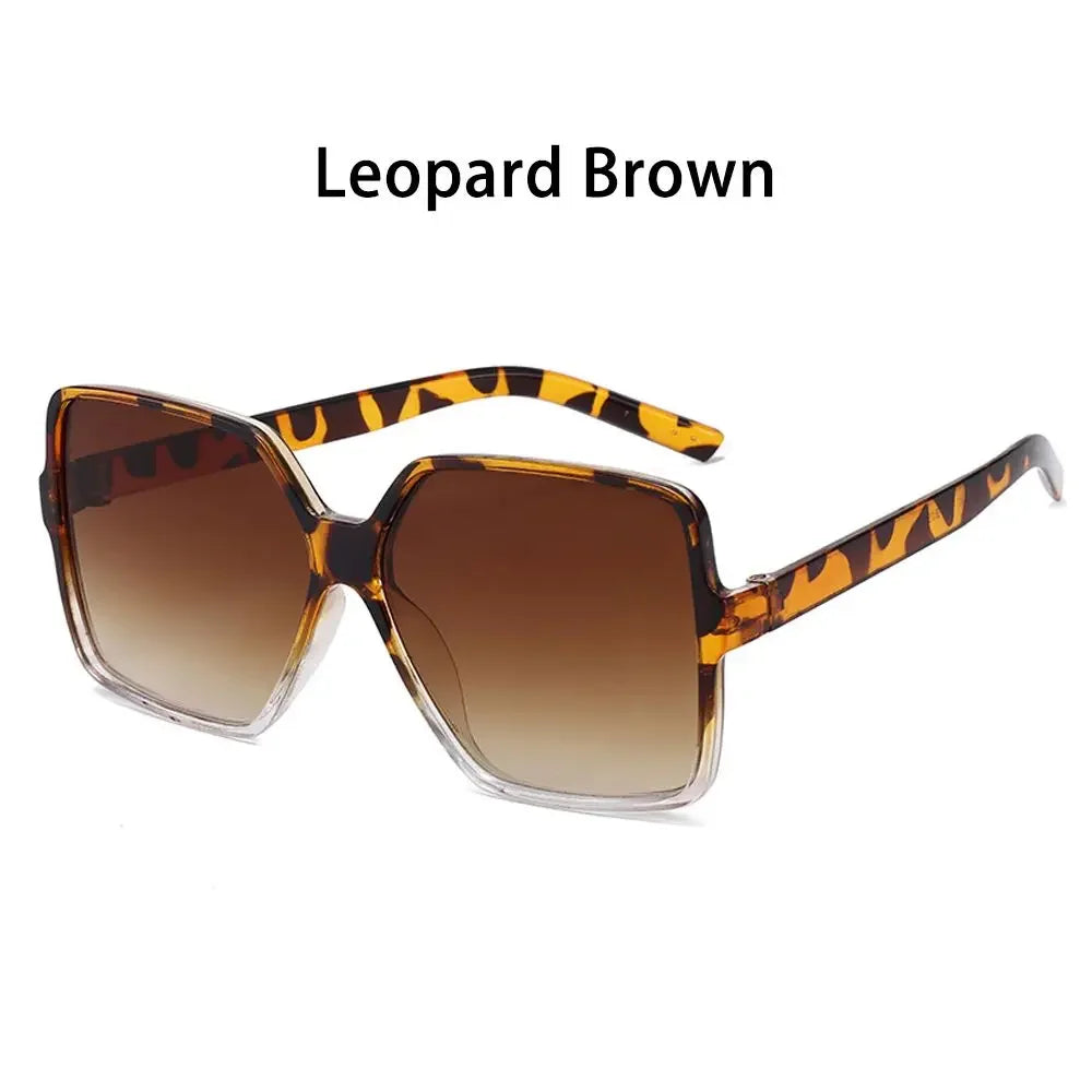 Pair of Leopard Brown vintage oversized retro sunglasses with tortoiseshell frames