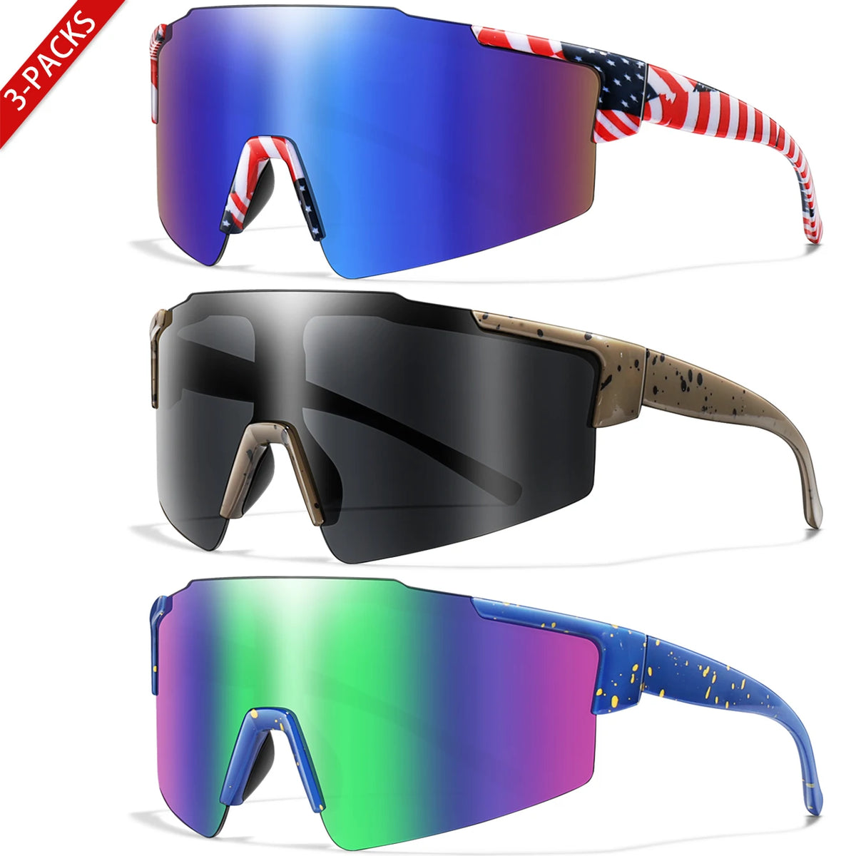 UV400 Polarized Sports Sunglasses (3-Pack)