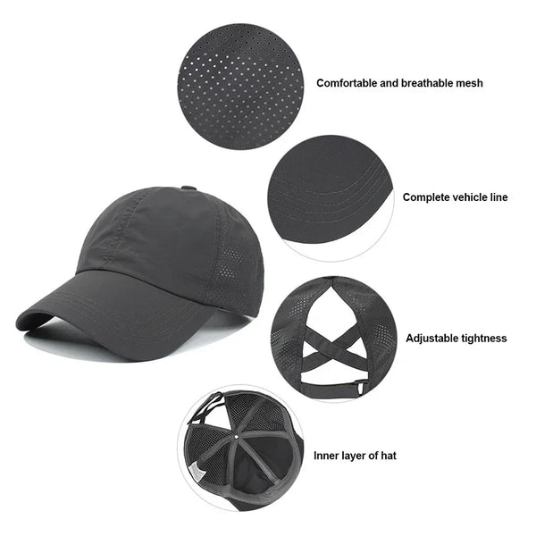 Quick-Dry Mesh Ponytail Baseball Cap