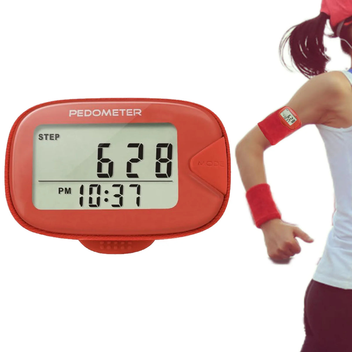 Clip-On Pedometer Step Counter with Memory