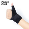A hand making a thumbs up gesture with a black wrist support brace on the thumb.