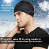 A man wearing a black breathable elastic sports headband, demonstrating its use for exercise.