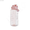 Pinkes, robustes Tritan-Wasserflasche mit Sportverschluss und Zeitmarkierungen.