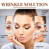 Close-up of a woman's face showing various lines and wrinkles, demonstrating wrinkle solution techniques.