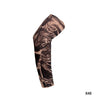 Black reusable stretch tattoo arm sleeve featuring a skull design on the forearm.