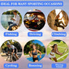 Image showing various sporting activities like fishing, driving, climbing, cycling, running, and playing tennis.
