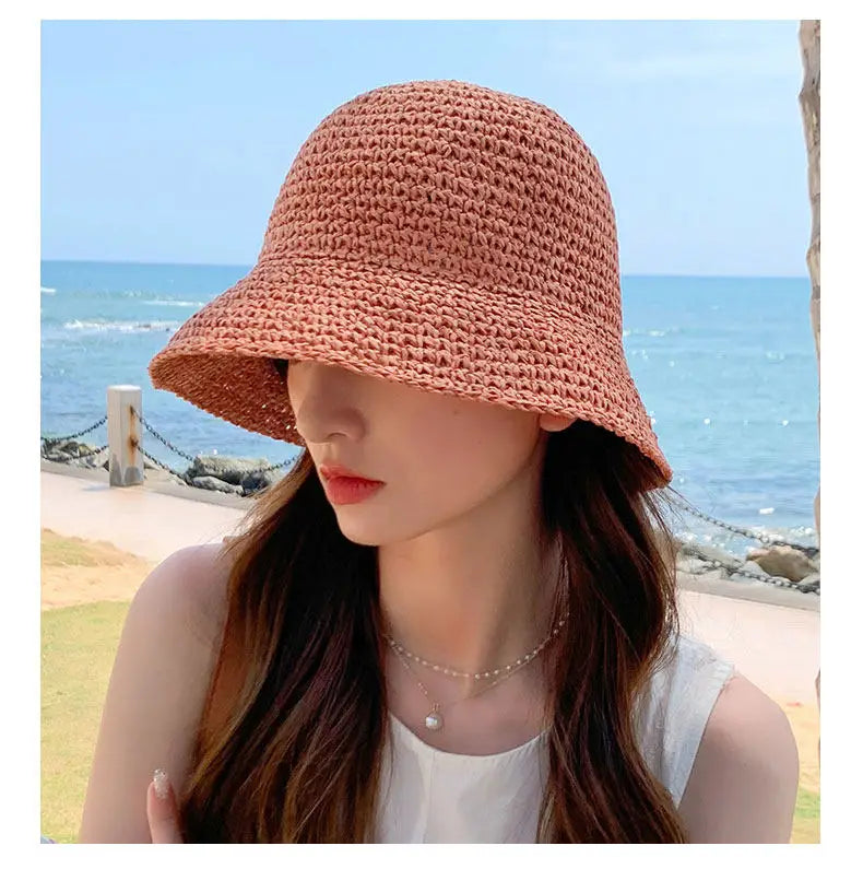 Handwoven Straw Sun Hat with Wide Brim