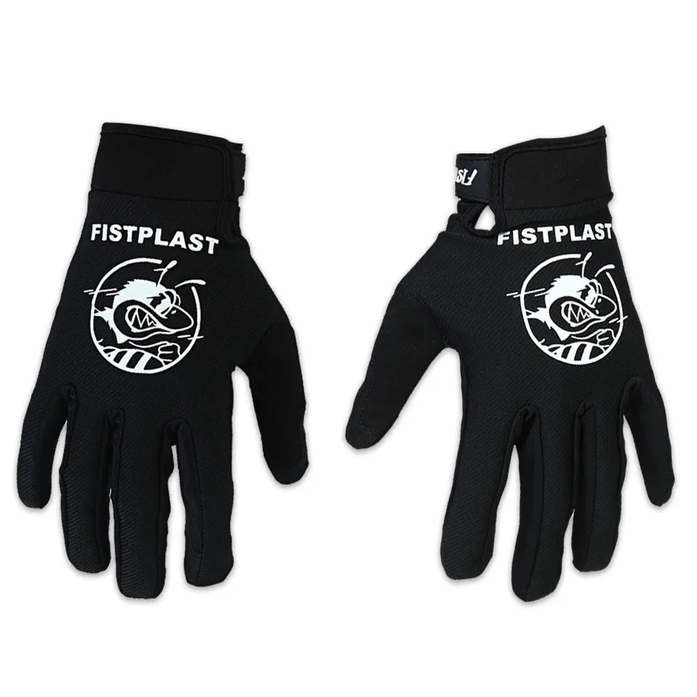 Gants de motocross Black Fistplast avec un motif graphique blanc
