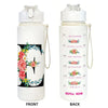 Front and back views of a white insulated straw tumbler for hydration