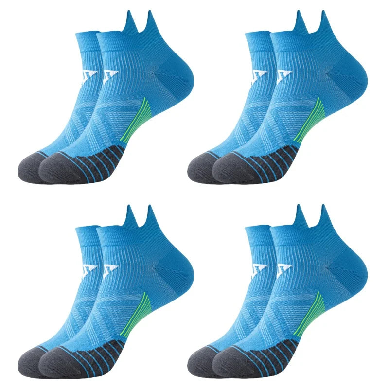 Mehrpack blaue Kompressions-Sportsocken für Herren und Damen, seitlich gezeigt.