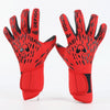 Pair of red and black Defigo professional football goalkeeper gloves