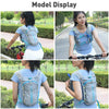 A woman wearing an Ultra-Light Outdoor Running & Cycling Backpack is shown in various model displays outdoors.