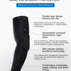 Black athletic compression sleeve with a honeycomb design shown on a leg.