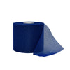 A roll of dark blue protective foam athletic tape wrap shown partially unwrapped.