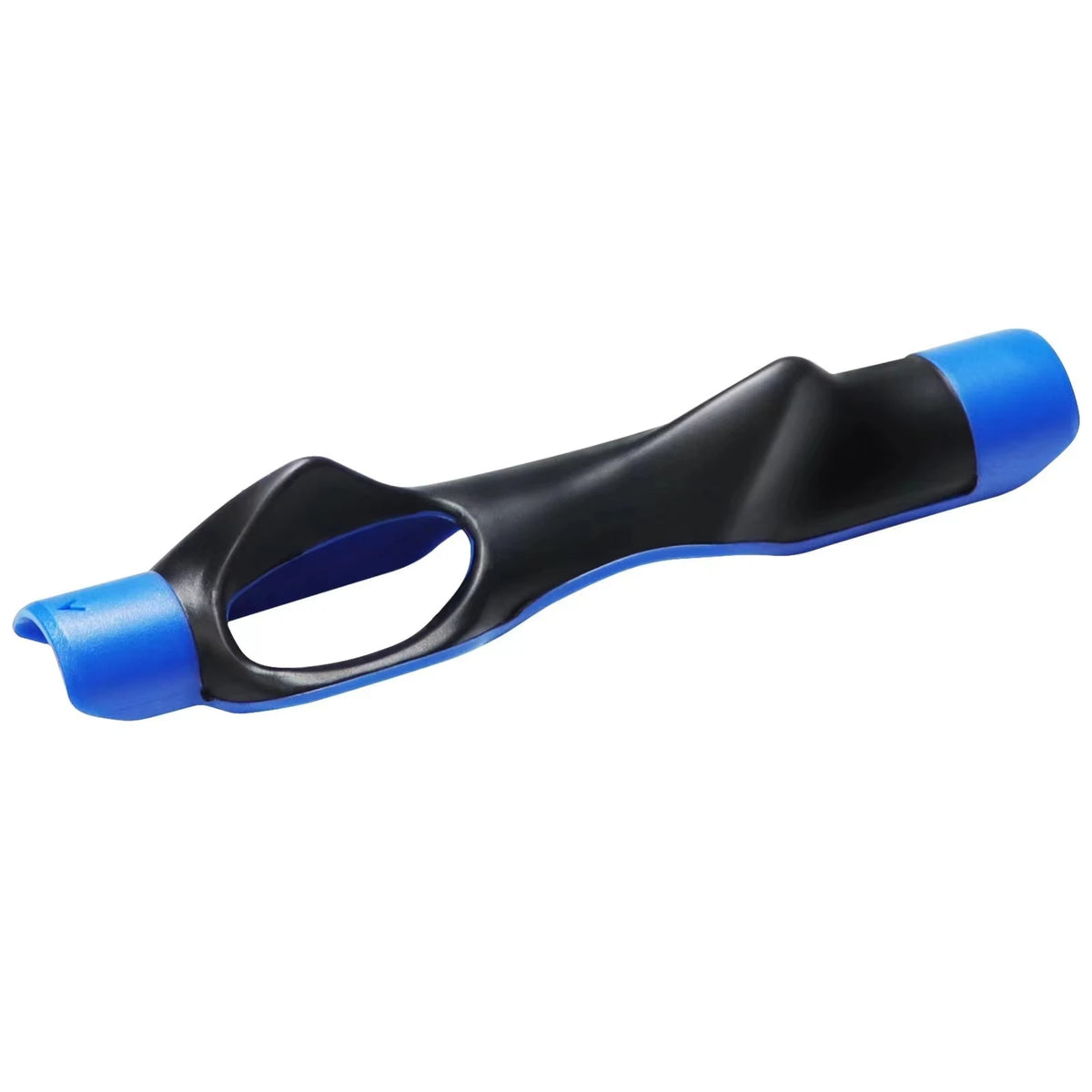 Black and blue portable golf swing grip trainer tool.