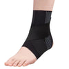 Black adjustable ankle support brace with gray patterned fabric for pain relief