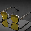 Vintage Steampunk Square Sunglasses with Metal Frame