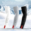 Three ice sleeves for men and women in white and black colors shown against a snowy background