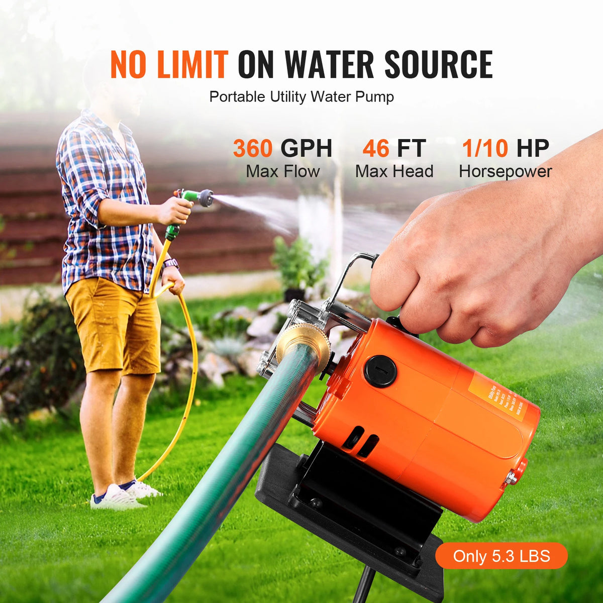 Portable Electric Utility Pump for Gardens, Pools, and Rain Barrels