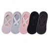 Cinco pares de calcetines deportivos de silicona antideslizantes en rosa y negro para yoga y pilates