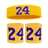 Un set de deux bandeaux sportifs ou bracelets, chacun avec le numéro 24 en texte violet.