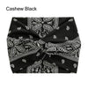 Bandeau en tissu noir avec broderie de paisley blanche ouvragée