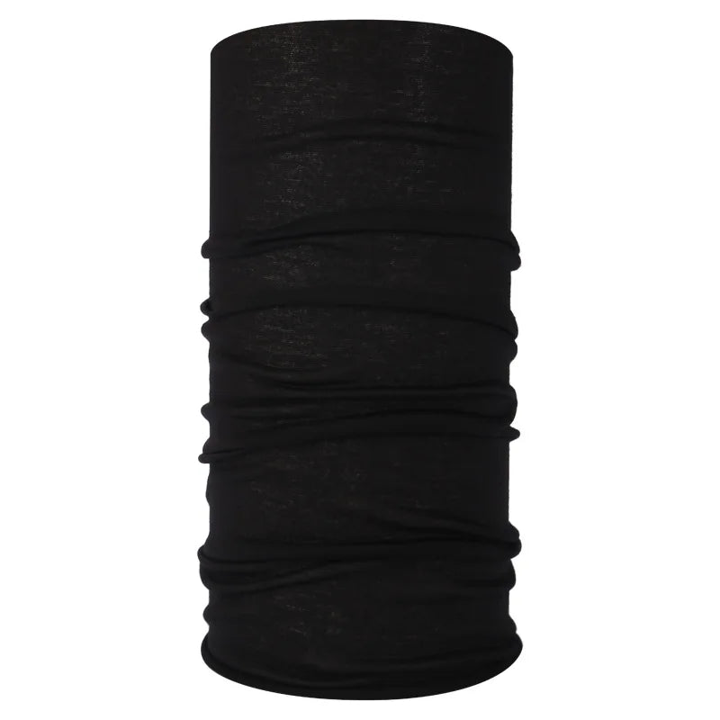 Black seamless fabric headband or balaclava rolled up