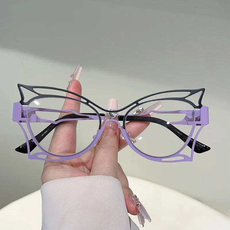 Vintage Oversized Cat Eye Blue Light Glasses for Women