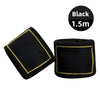A pair of black professional PU leather boxing gloves, one flat and one rolled.