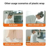 Diferentes usos de plástico desechable transparente, como protección anti-humo, gorros de ducha y cubiertas para zapatos.