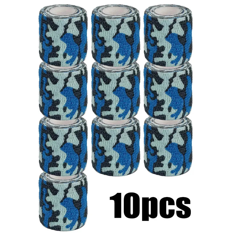 Diez rollos de vendas elásticas de camuflaje para deportes y caza