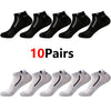 A set of 10 pairs of black mesh ankle socks and 5 pairs of gray mesh ankle socks.