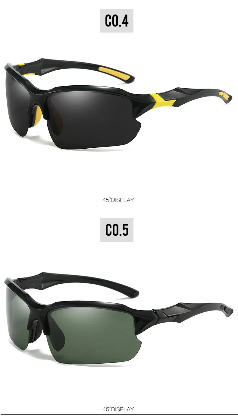 Polarized Half-Frame Sport Sunglasses with Anti-Glare Lenses