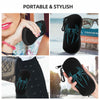 A black silicone pouch shaped like a spider web is shown in various contexts, including on a person's hand and inside a leath