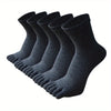 A stack of five pairs of black breathable cotton split toe socks.