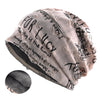 Vintage Letter Print Beanie Hat with Fleece Lining