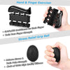 Set aus schwarzen Hand- und Finger-Trainern sowie einer Stressball-Griff aus Silikon zur Stärkung von Hand und Palm.