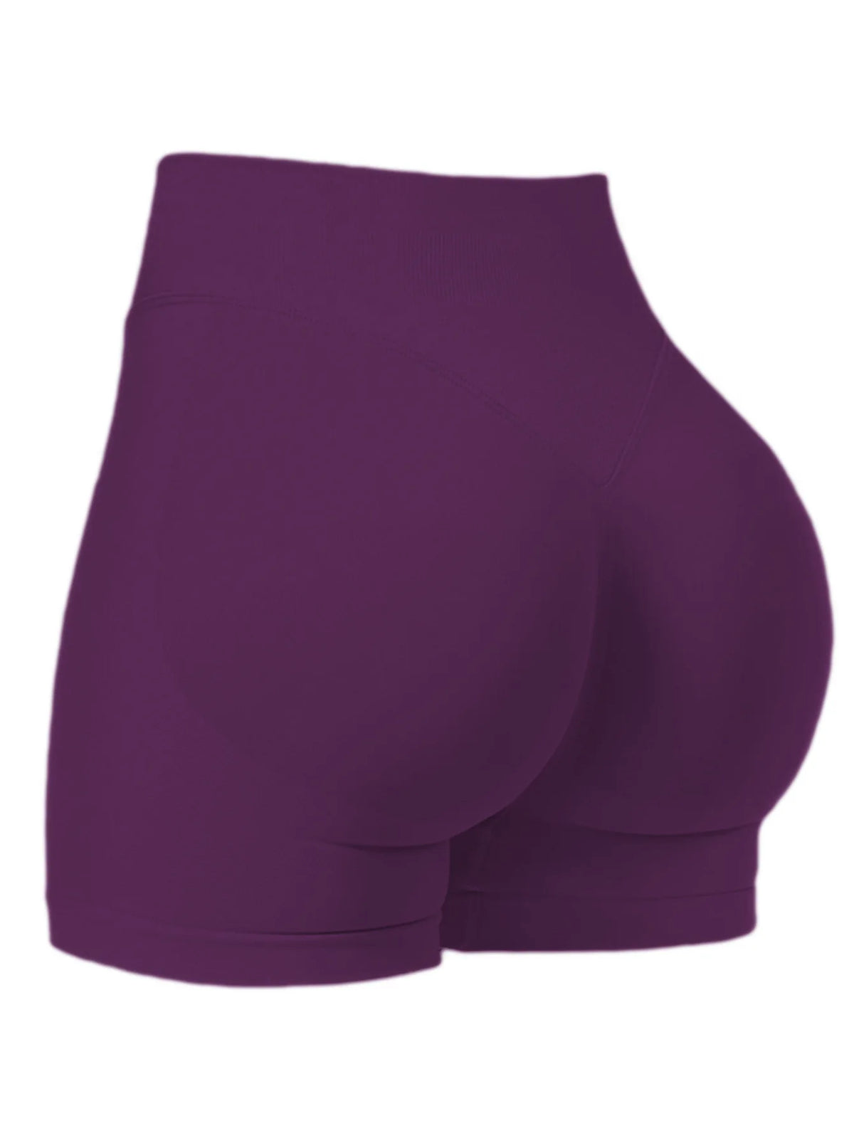 Un maillot de yoga sans coutures taille haute, violet foncé, vue de l'arrière.
