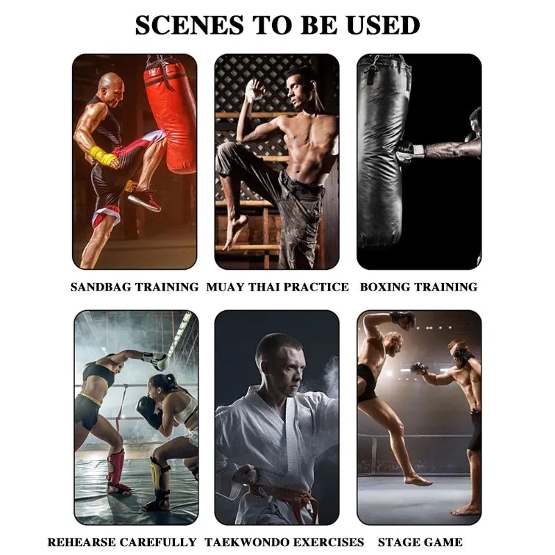 Scenes to be used for boxing training and taekwondo exercises featuring hand wraps.
