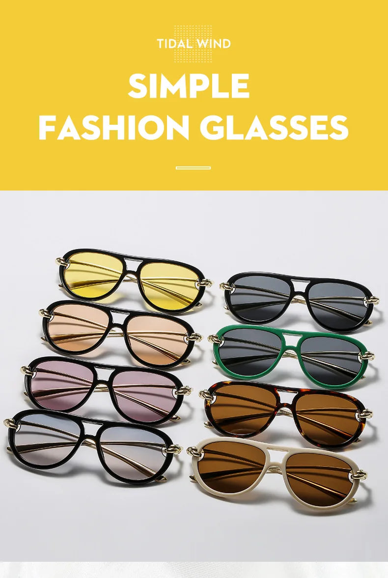 Elegant Knot Double Beam Pilot Sunglasses