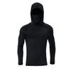 Black men's athletic fishing hoodie with a hood and long sleeves