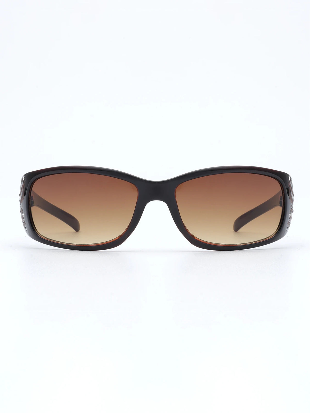 Gafas tintadas marrón con montura cuadrada y brazos oscuros