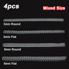 A set of four mixed-size invisible ring sizer tools including 3mm round, 3mm flat, 5mm round, and 5mm flat rings.