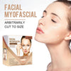 Box of facial myofascial lift tape for face and neck area shown next to a woman's face