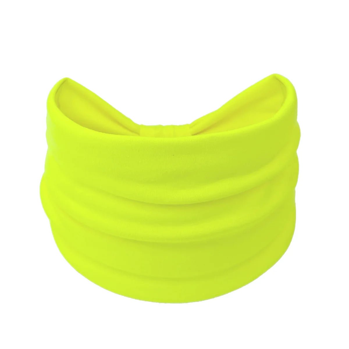 A bright yellow boho wide headband hair wrap for women.
