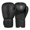 A pair of black Pro Boxing Training Gloves shown from the side.