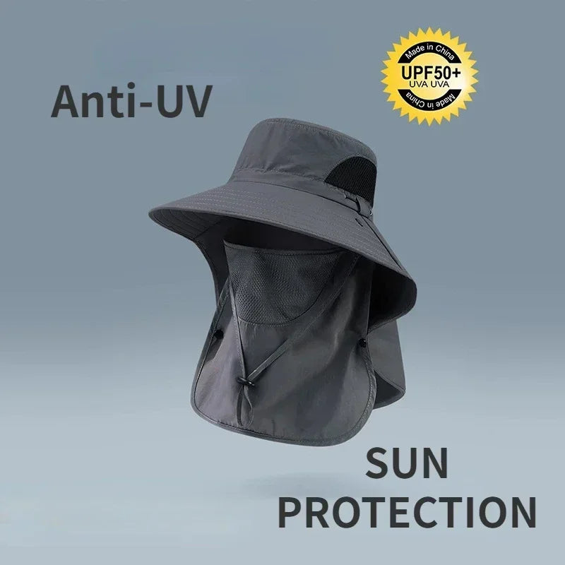 Wide Brim Bucket Hat with Neck Protection