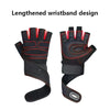 Black fingerless sports gloves with a lengthened wristband design for grip and support